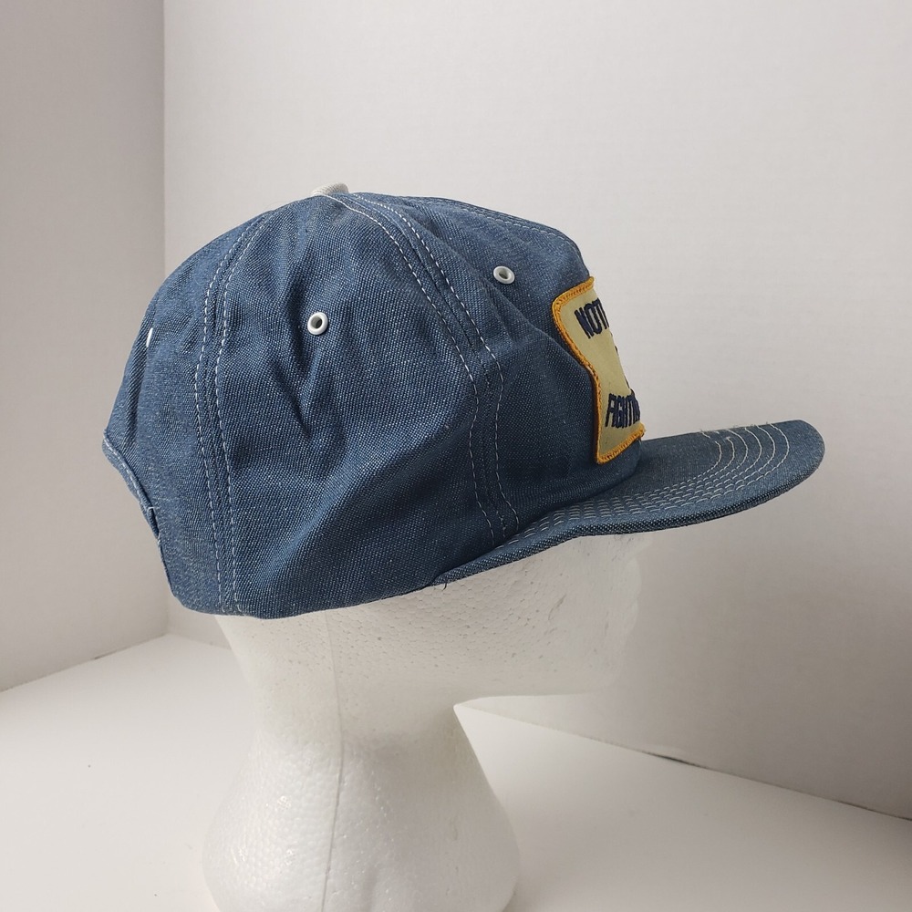 Vintage Notre Dame Fighting Irish Hat Cap Blue Denim K Products Snapback NCAA - Picture 6 of 11